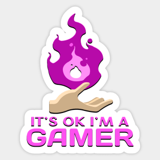 Its Ok Im A Gamer Pink Sticker